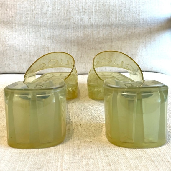 GUCCI Transparent Rubber Embossed Logo Slide Sandals Mules Yellow Size EU 34 - Picture 6 of 12